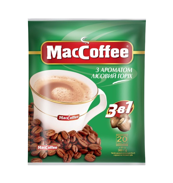 KAWA MACCOFFEE 360 g (18 g × 20) 3W1 O SMAKU ORZECHÓW LASKOWYCH