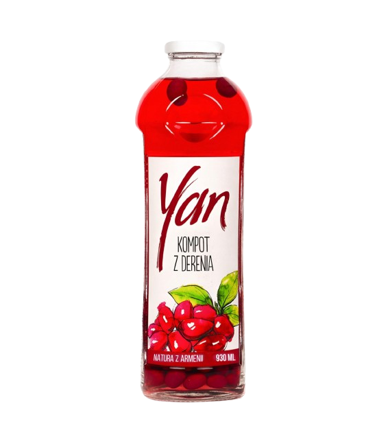 KOMPOT YAN Z DERENIA WIŚNIOWEGO 0,93 L SZKLANA BUTELKA