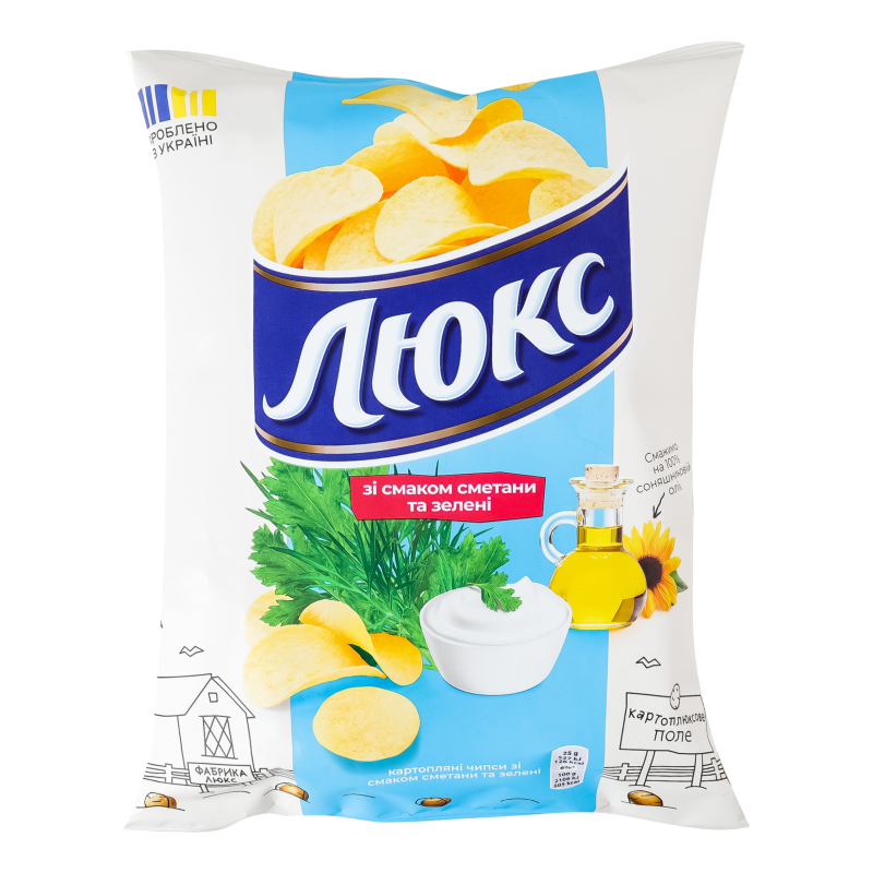 CHIPSY ZIEMNIACZANE LUKS O SMAKU ŚMIETANY I ZIÓŁ 125 G