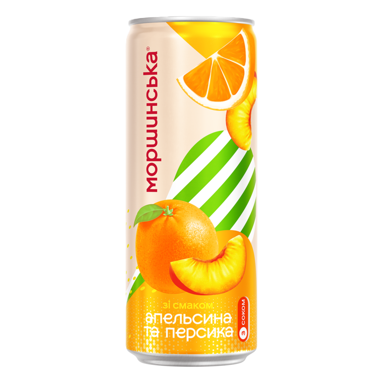 LEMONIADA MORSHYNSKA O SMAKU POMARAŃCZY I BRZOSKWINI 0,33L PUSZKA