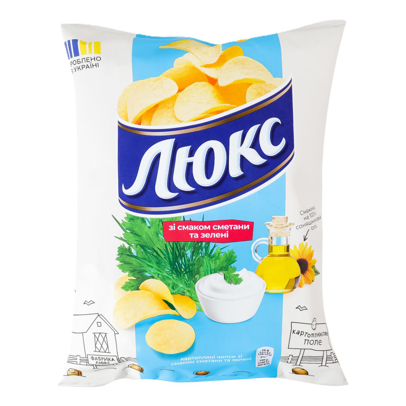 CHIPSY ZIEMNIACZANE LUKS O SMAKU ŚMIETANY I ZIELENI 105g